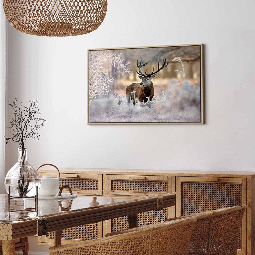 Winter Deer Landscape Canvas Print
