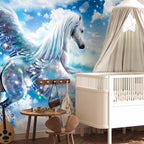 Blue Pegasus Sky Fantasy Wall Mural