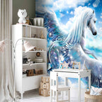Blue Pegasus Sky Fantasy Wall Mural