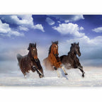 Horses in Snowy Sky Winter Wall Mural