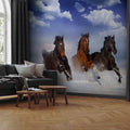 Horses in Snowy Sky Winter Wall Mural