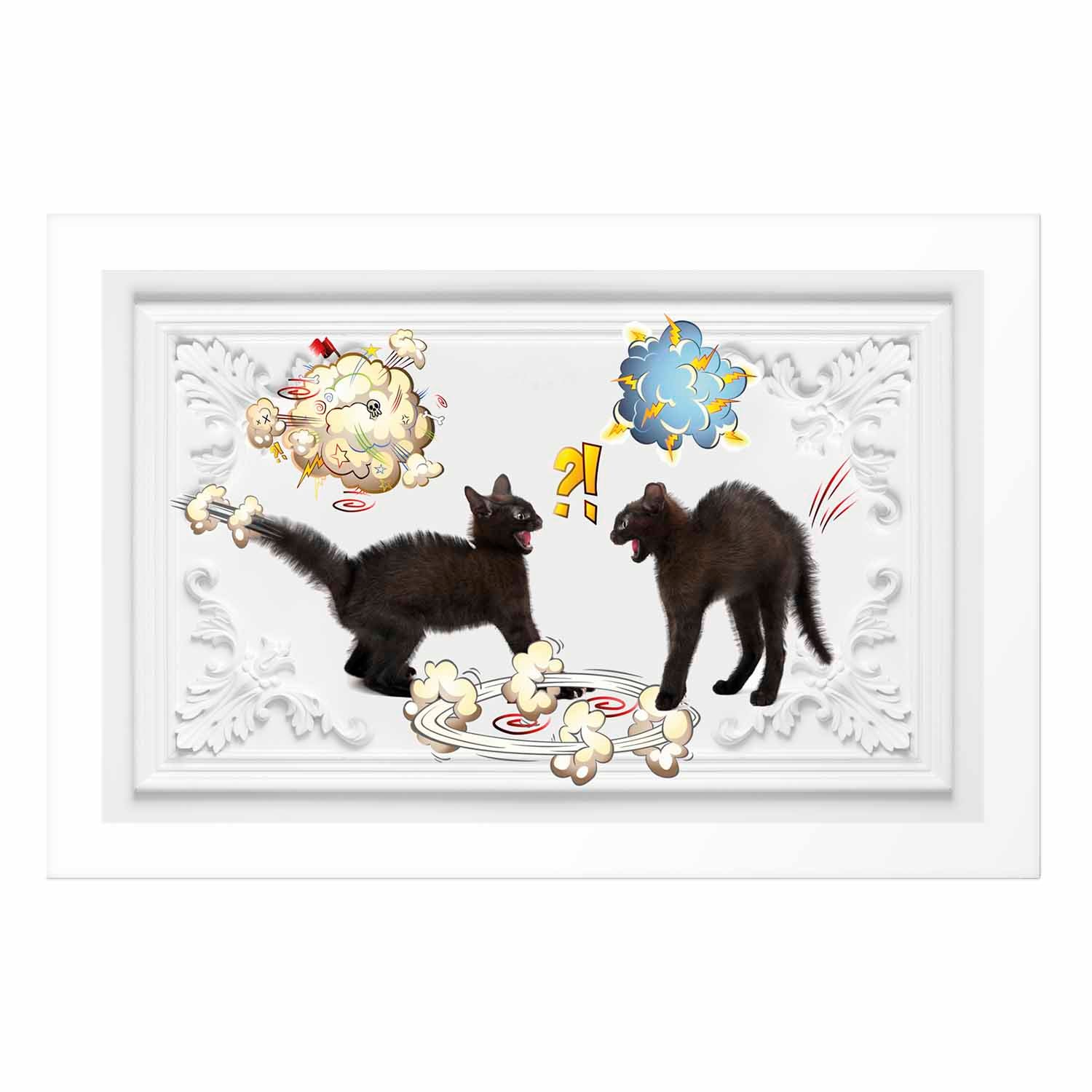 Cats Fighting Modern Poster
