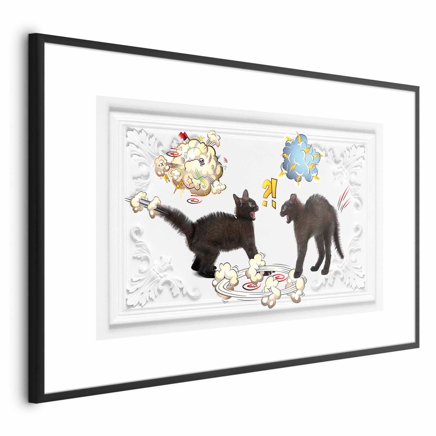 Cats Fighting Modern Poster