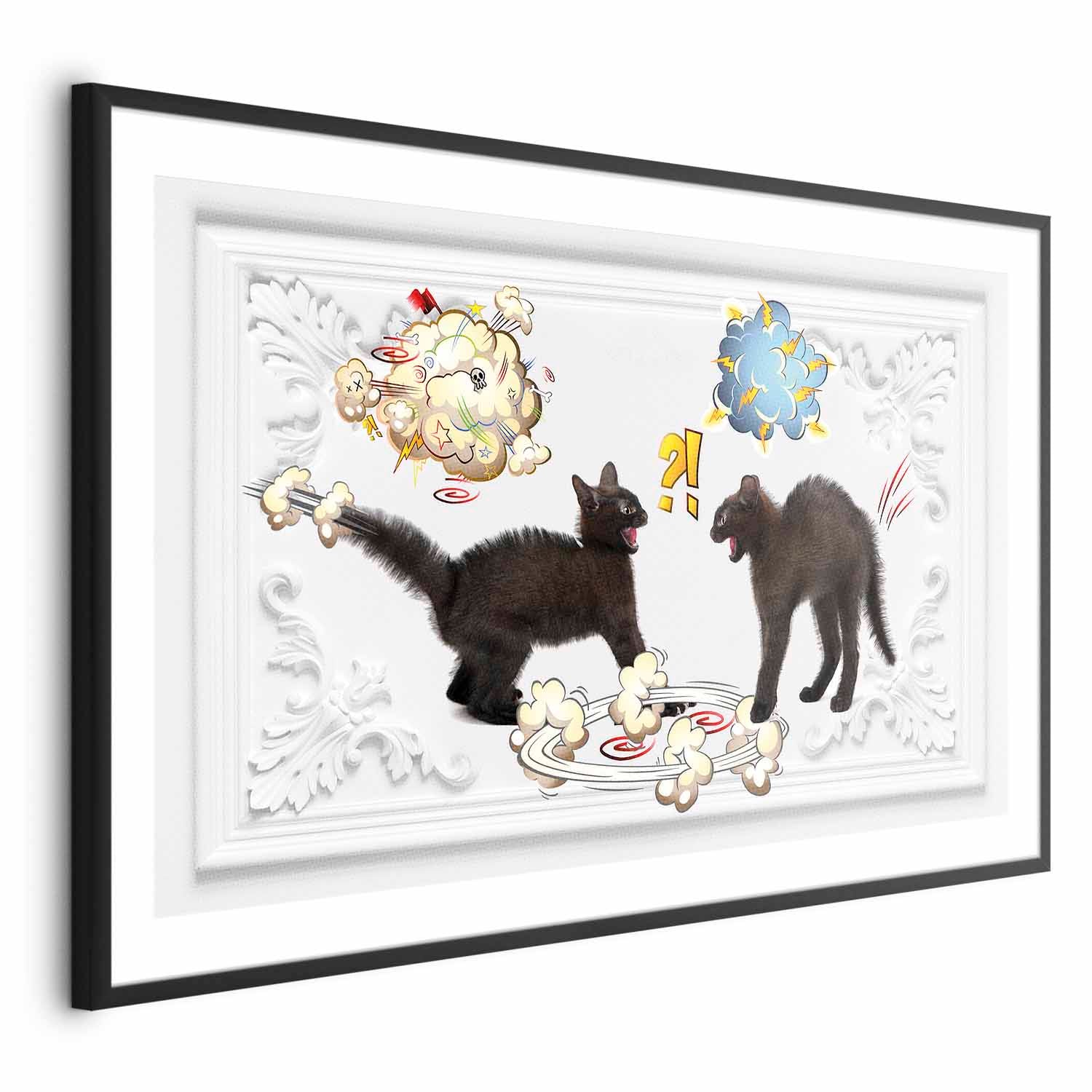 Cats Fighting Modern Poster