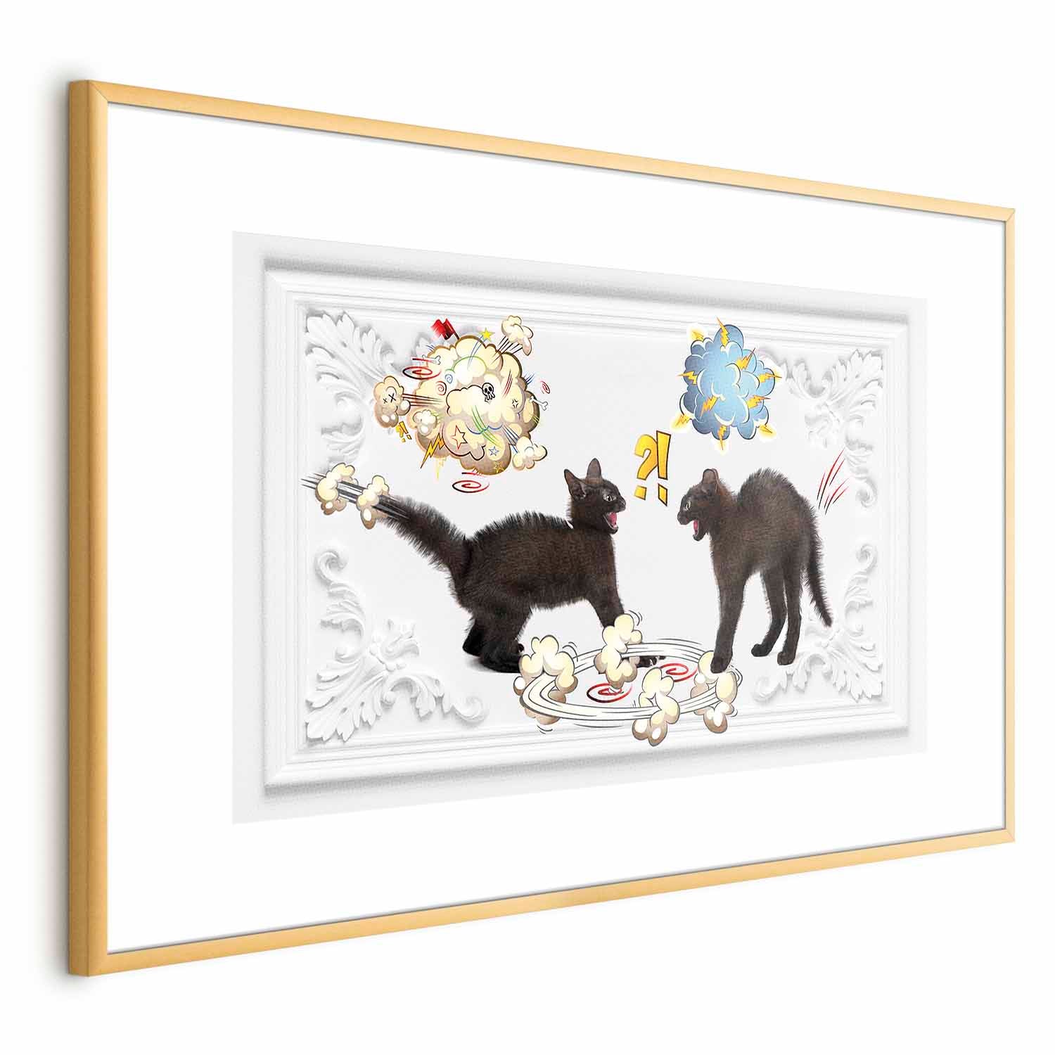 Cats Fighting Modern Poster