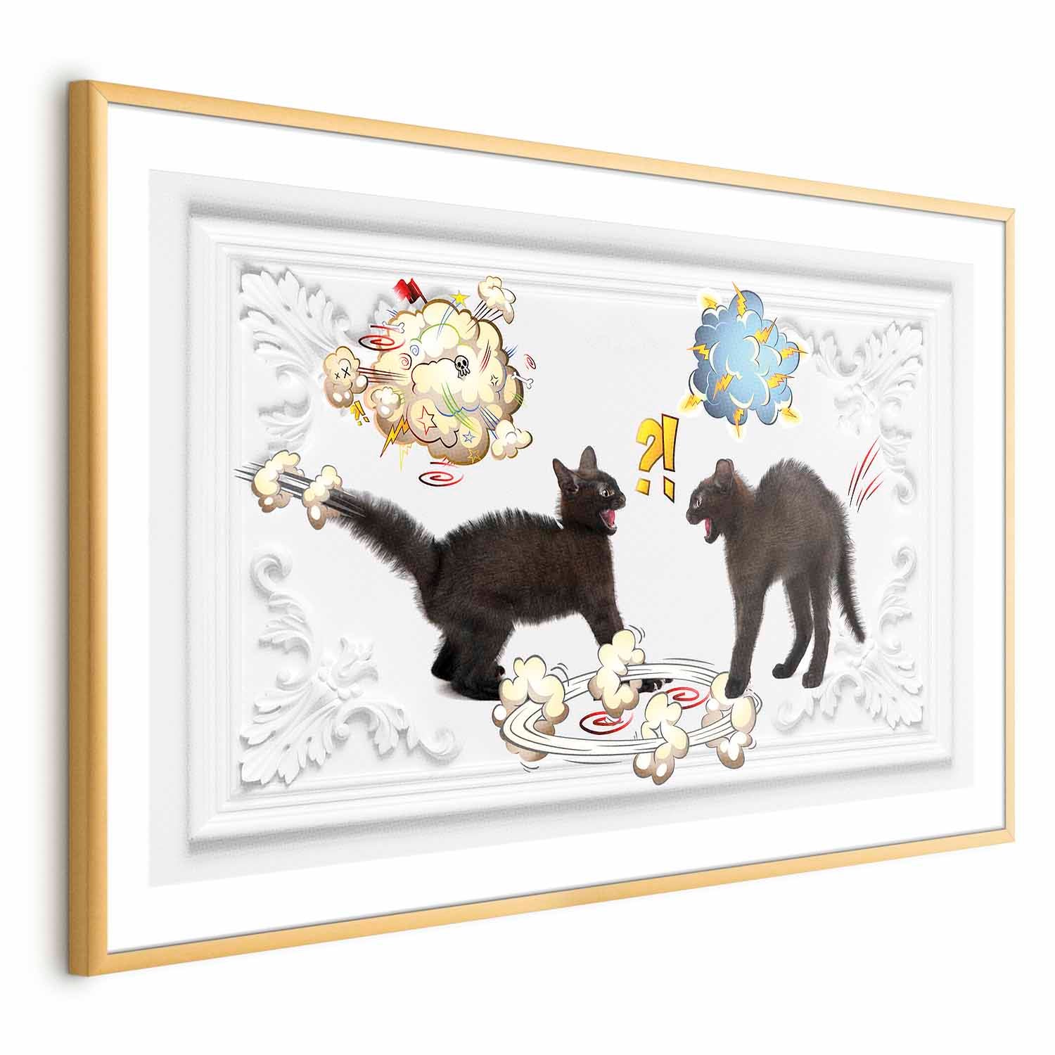 Cats Fighting Modern Poster