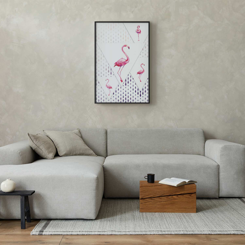 Geometric Flamingo Family Children's Poster