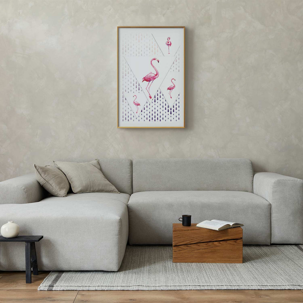 Geometric Flamingo Family Children's Poster