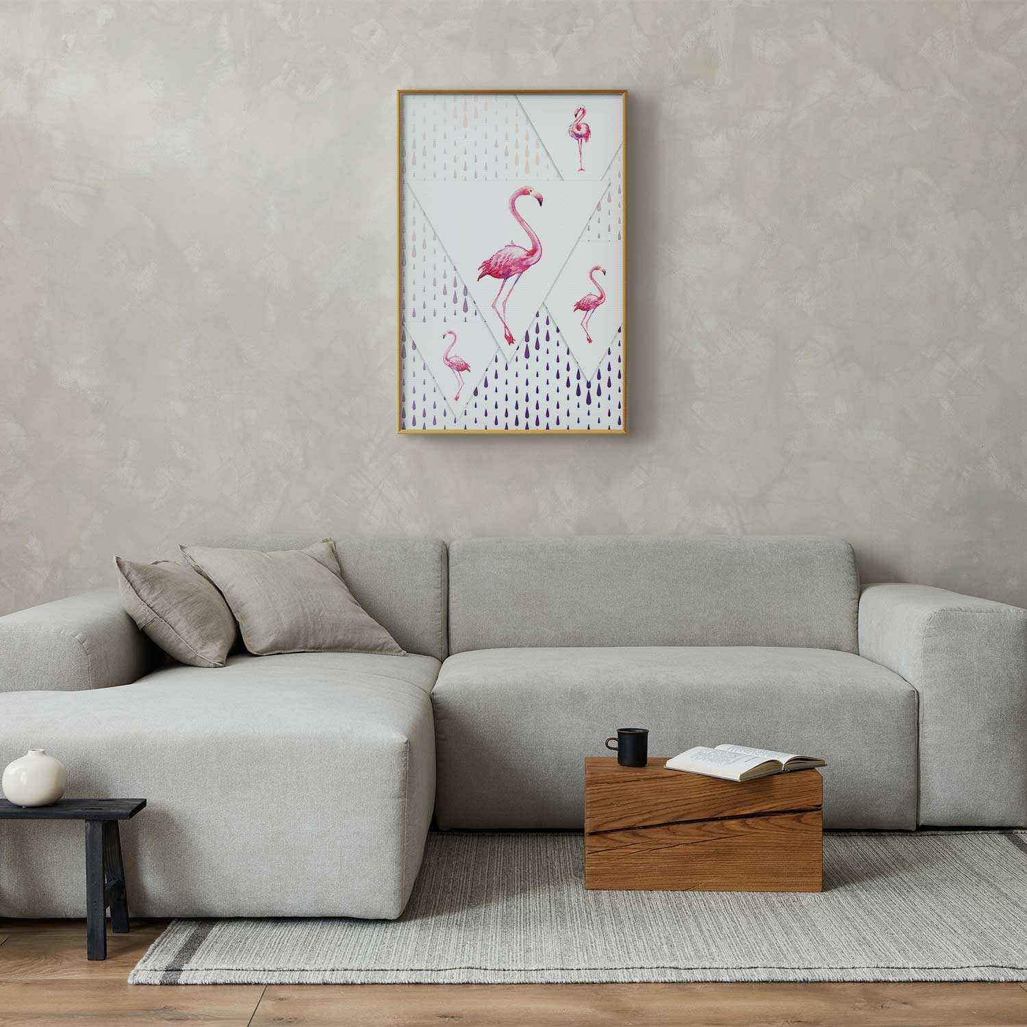 Geometric Flamingo Family Children's Poster