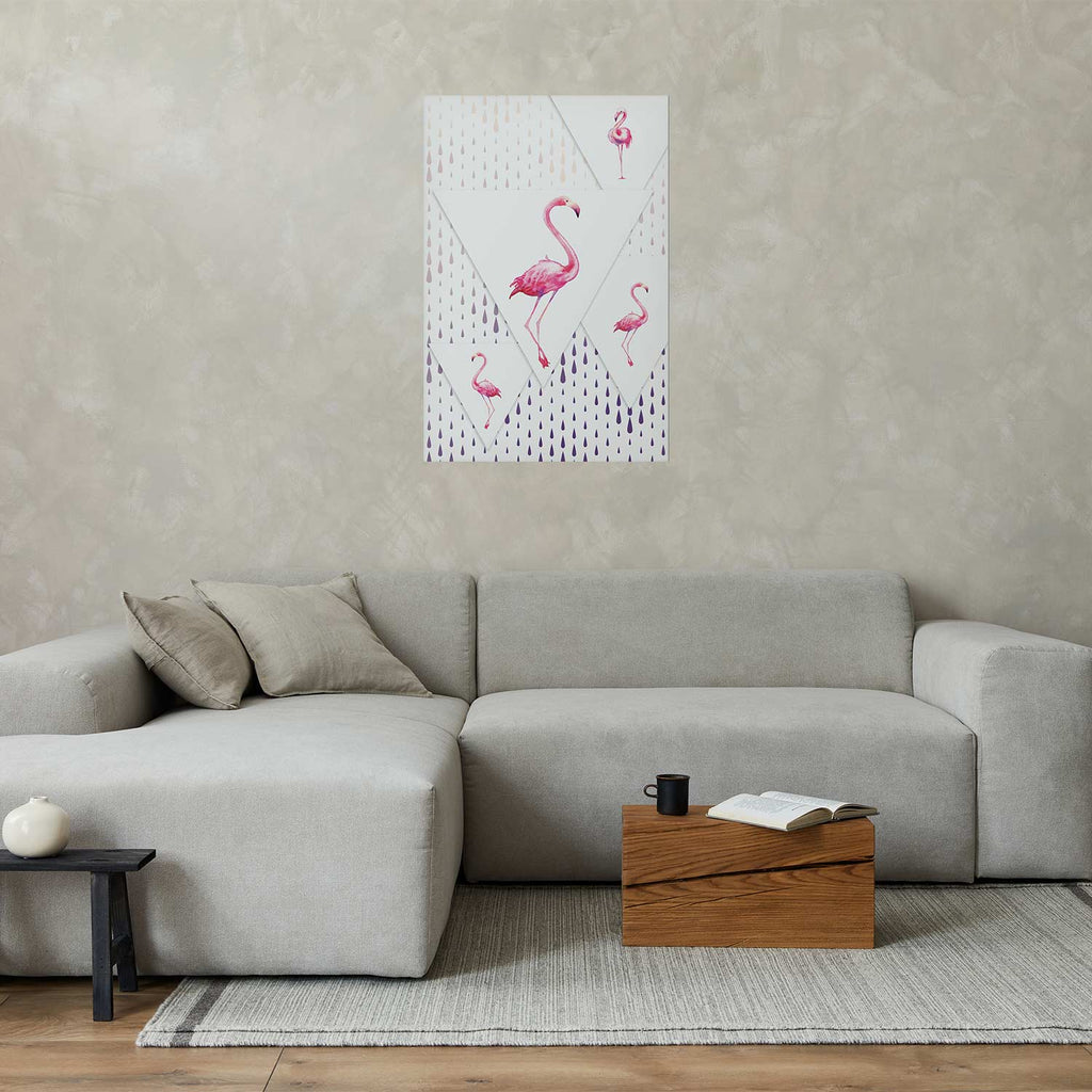 Geometric Flamingo Family Children's Poster