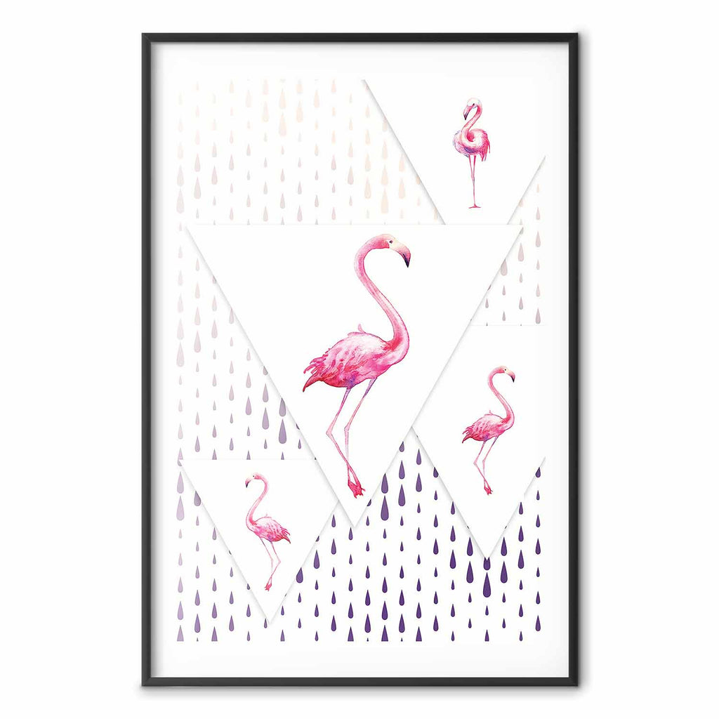 Geometric Flamingo Family Children's Poster