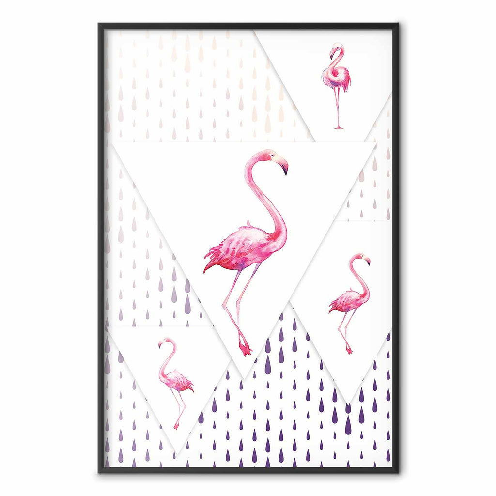 Geometric Flamingo Family Children's Poster