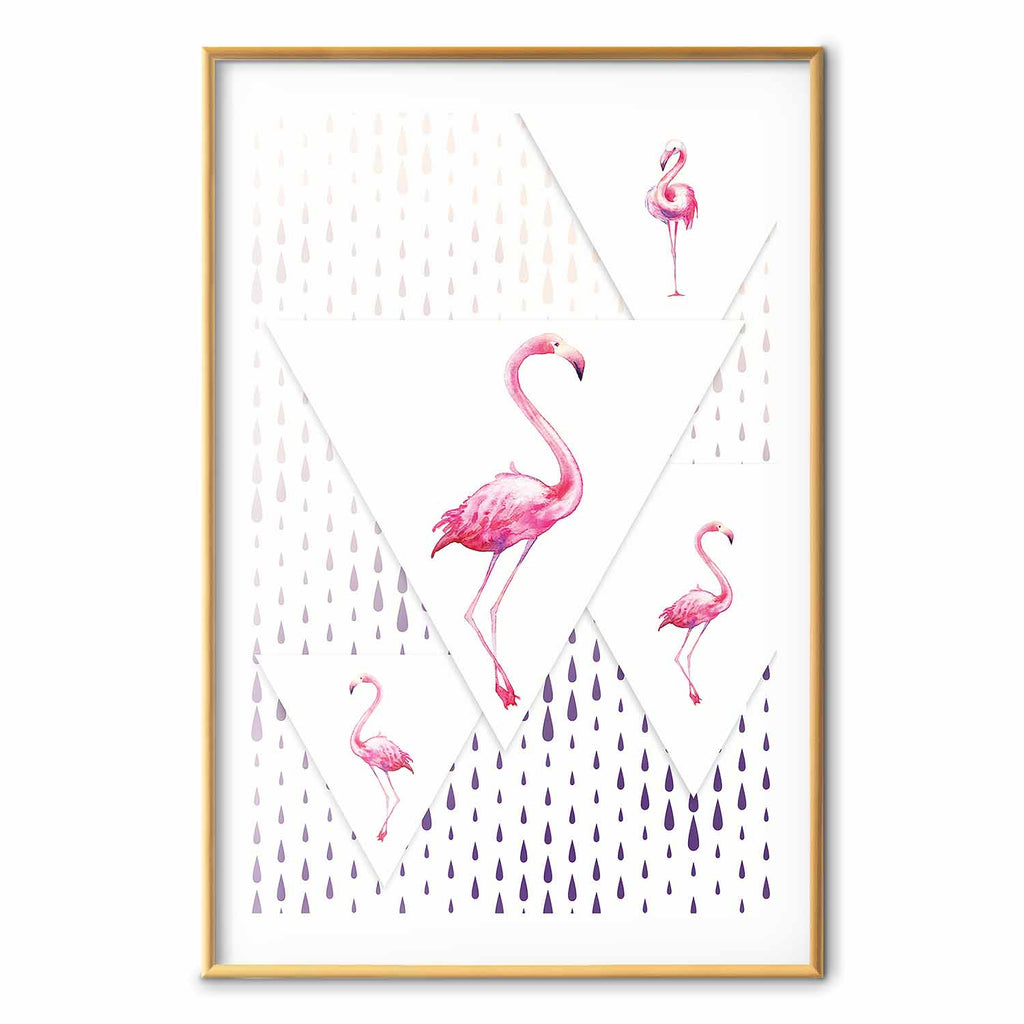 Geometric Flamingo Family Children's Poster
