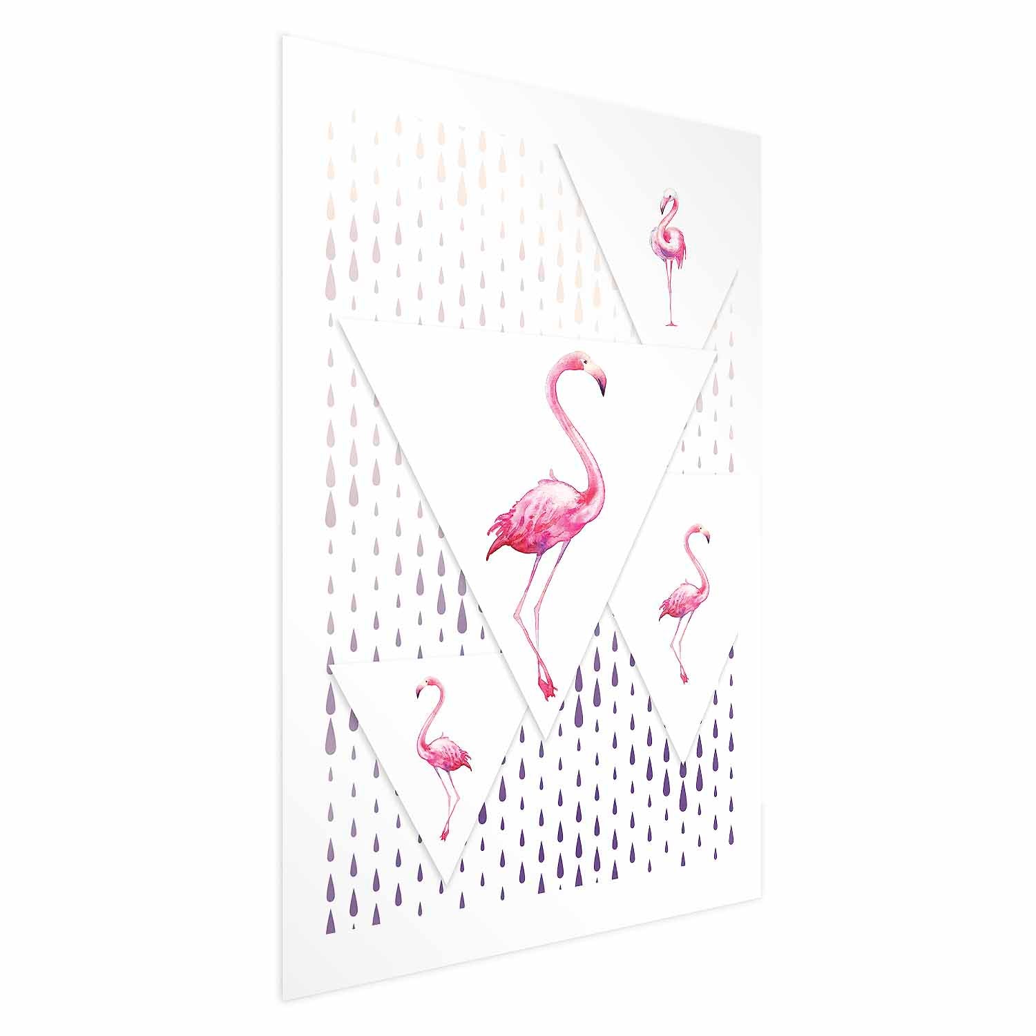 Geometric Flamingo Family Children's Poster