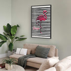Black Stripe Flamingo Poster