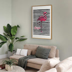 Black Stripe Flamingo Poster