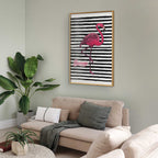 Black Stripe Flamingo Poster
