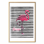 Black Stripe Flamingo Poster