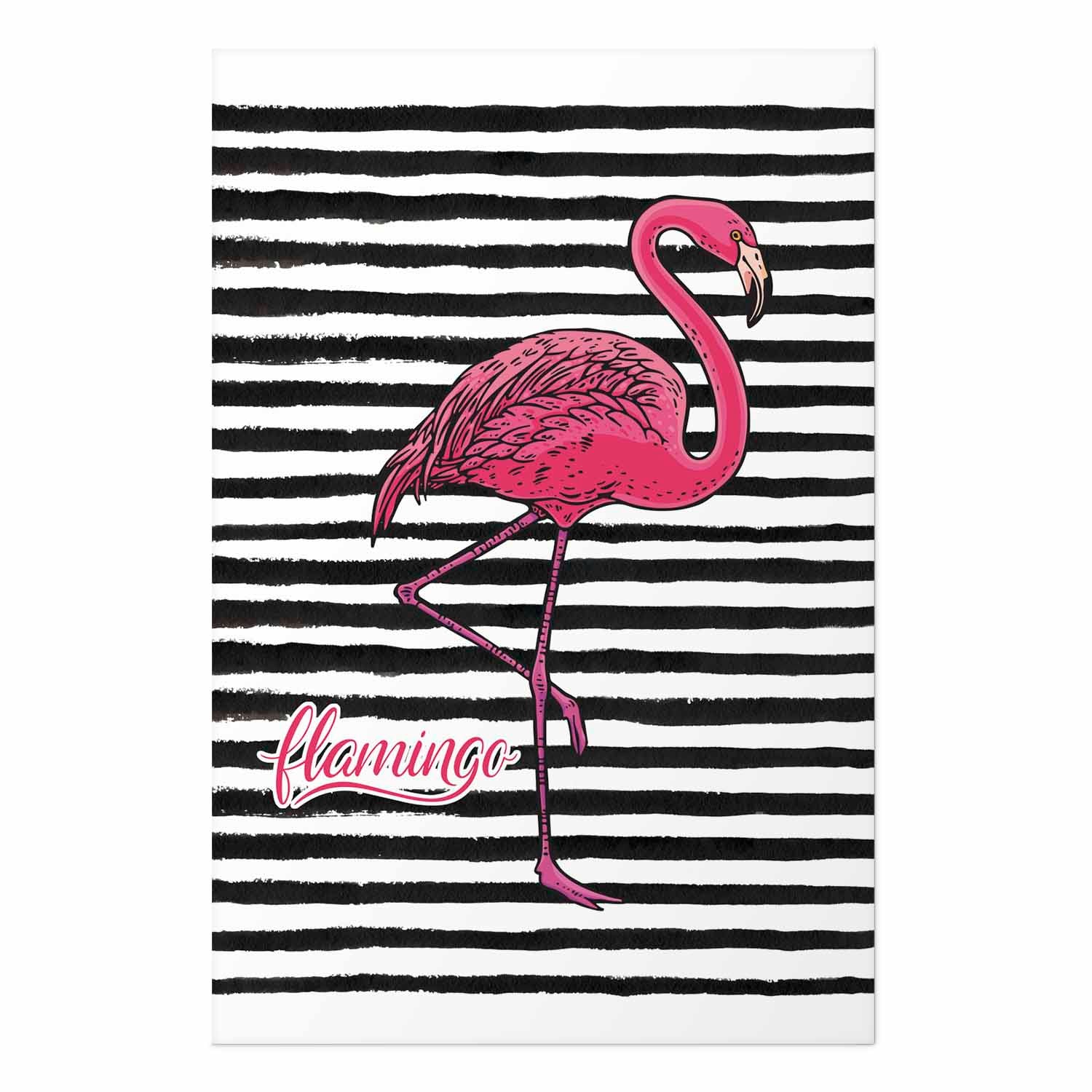 Black Stripe Flamingo Poster