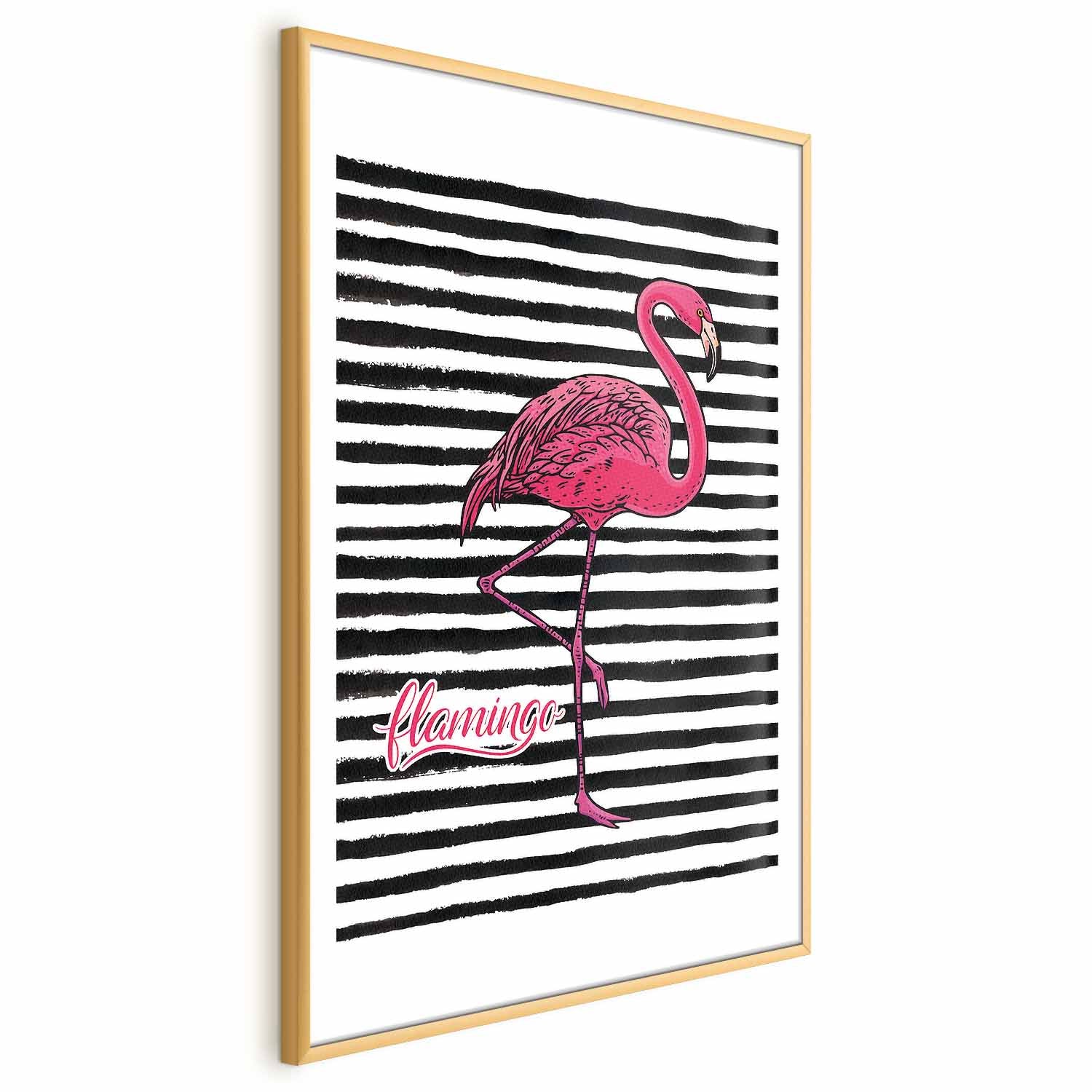 Black Stripe Flamingo Poster