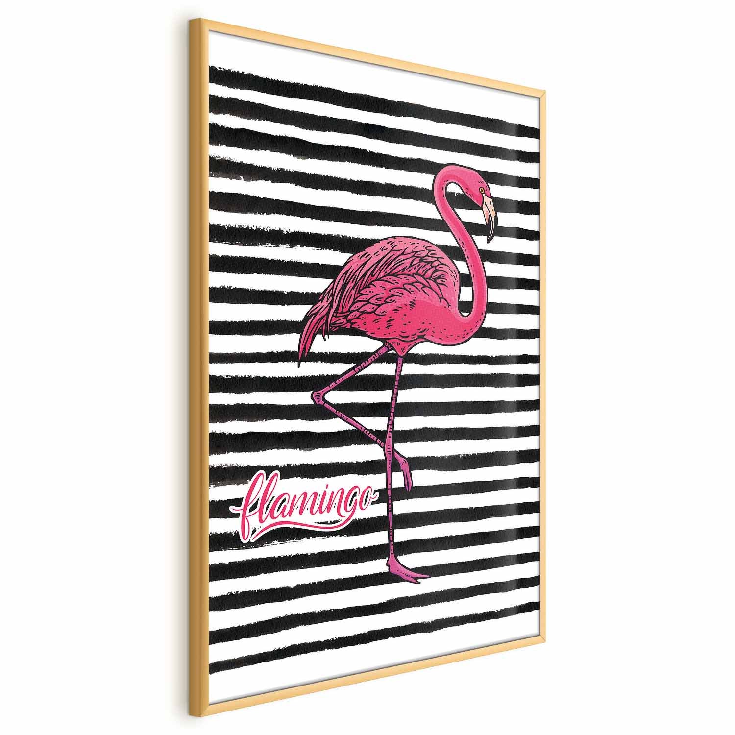 Black Stripe Flamingo Poster