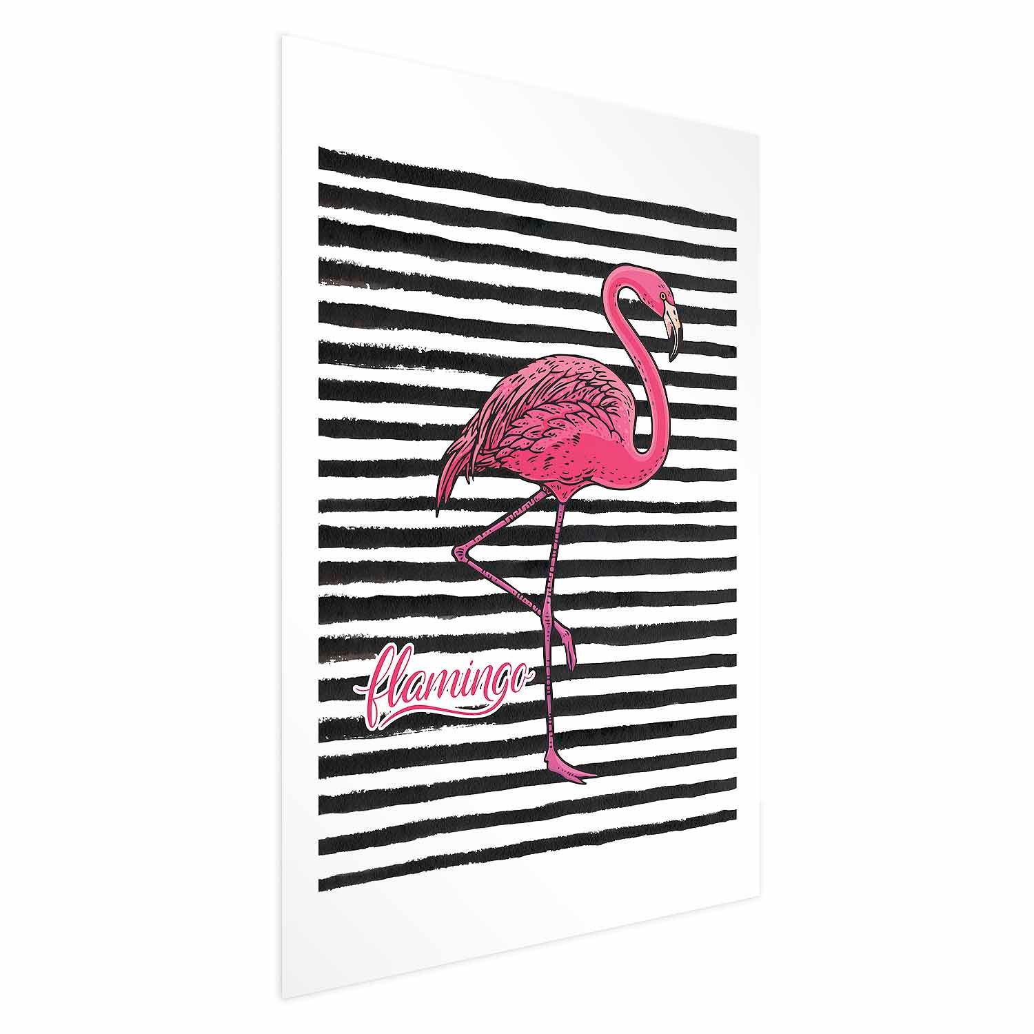 Black Stripe Flamingo Poster