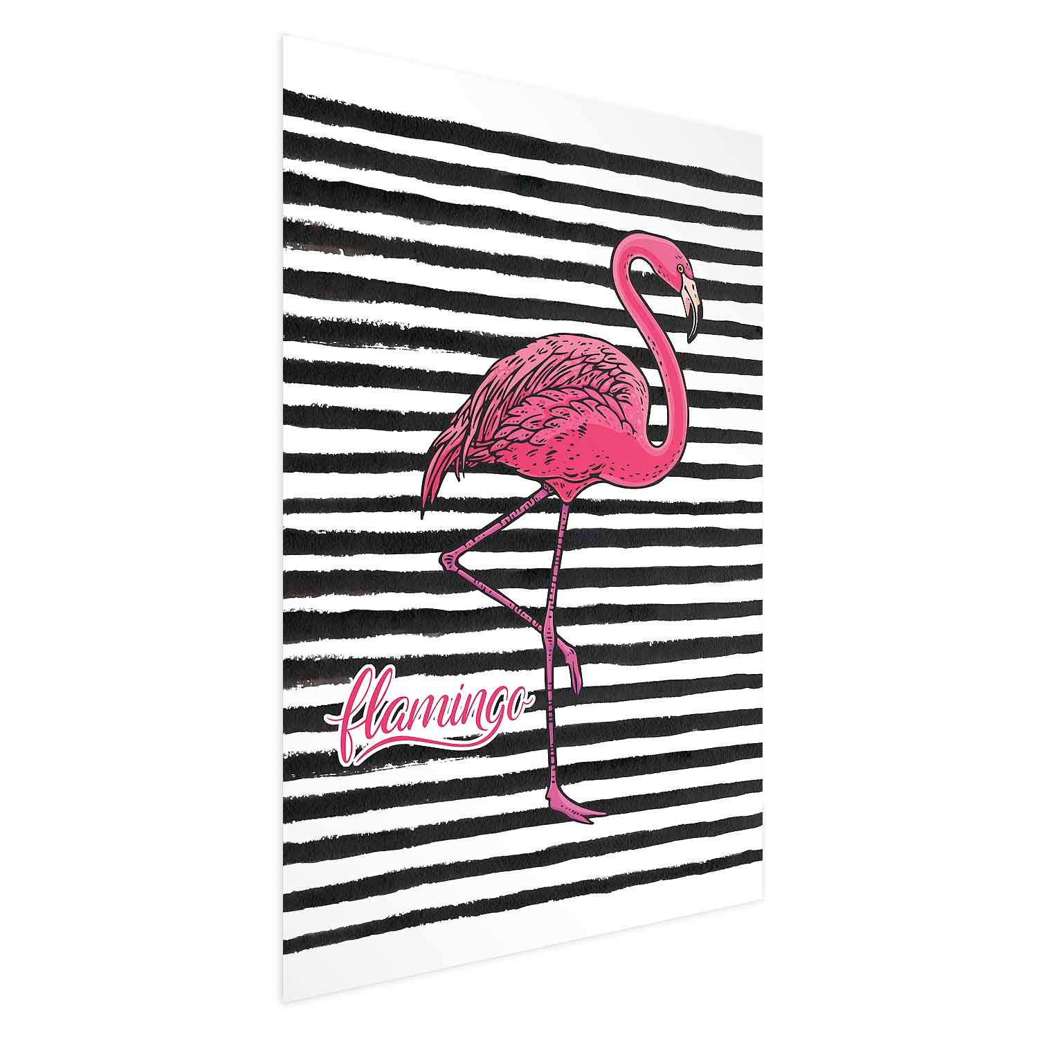 Black Stripe Flamingo Poster