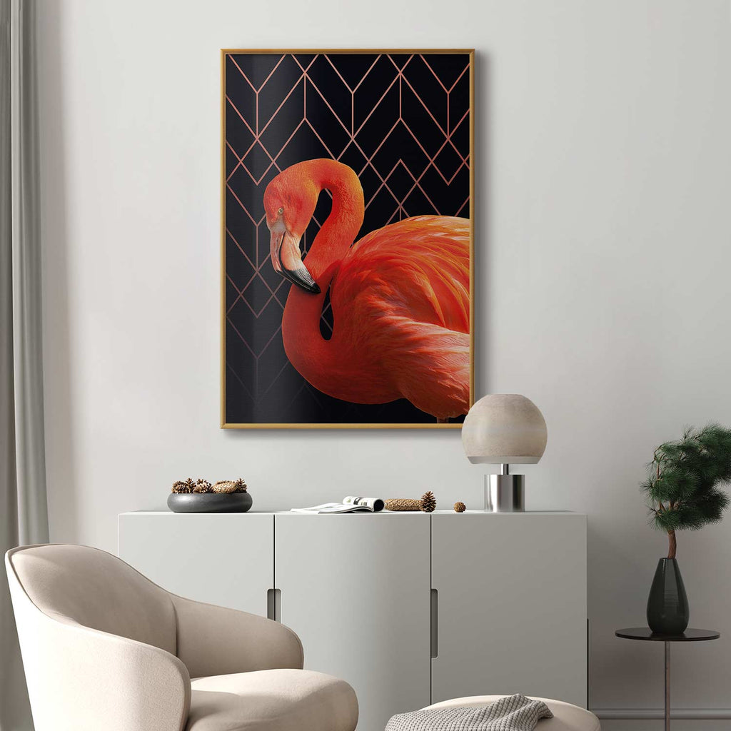 Geometric Flamingo Solo Poster
