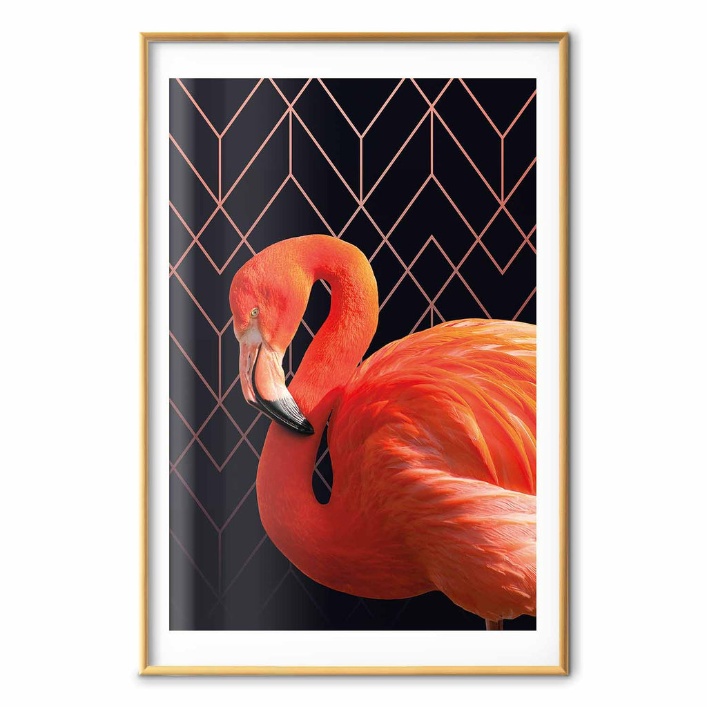 Geometric Flamingo Solo Poster