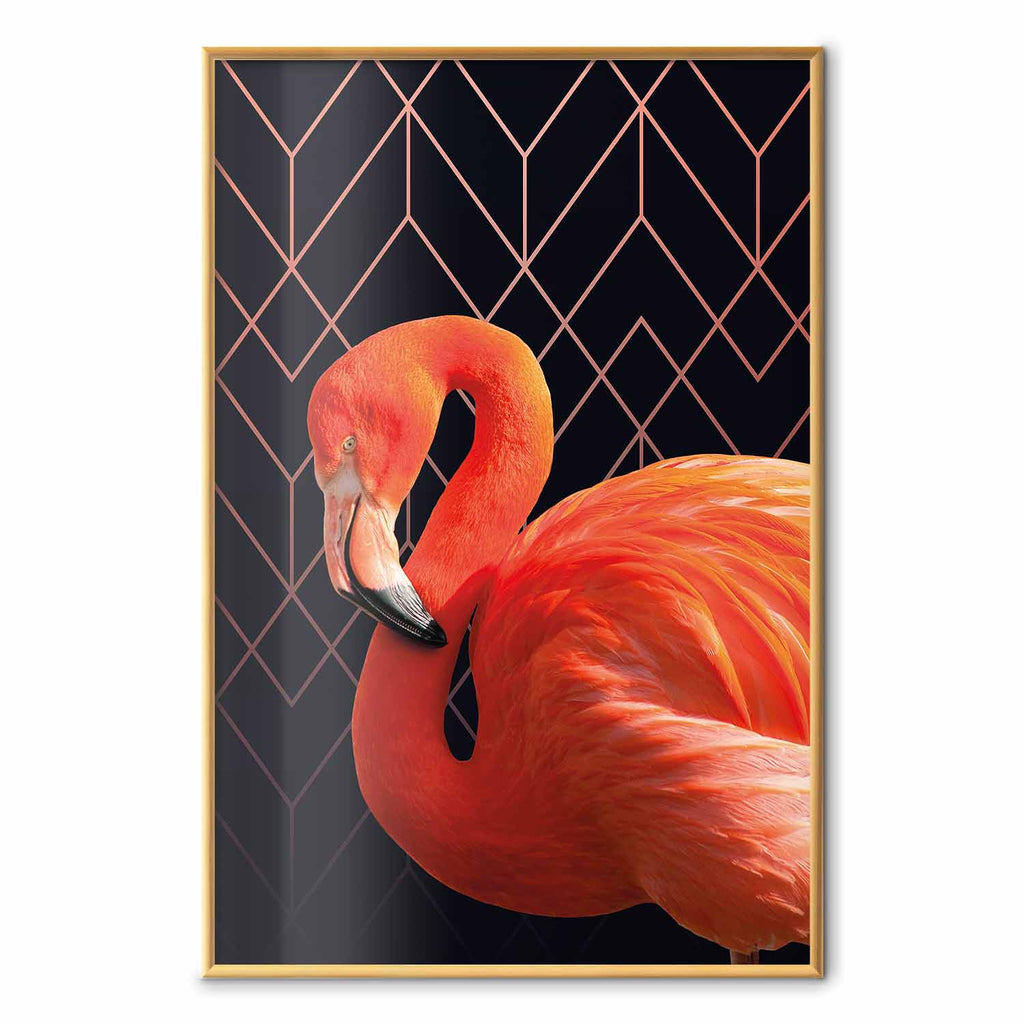 Geometric Flamingo Solo Poster
