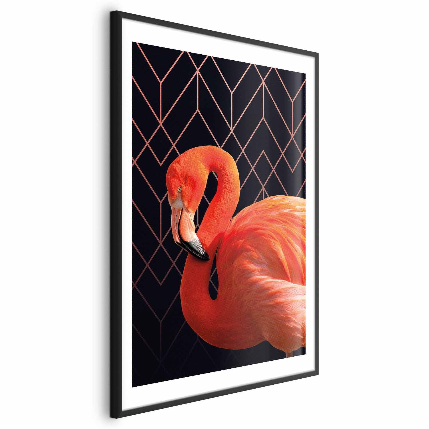 Geometric Flamingo Solo Poster