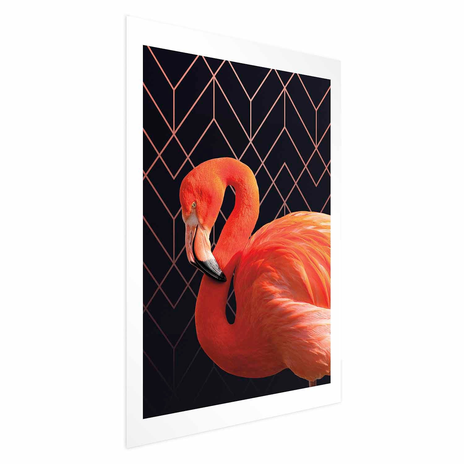 Geometric Flamingo Solo Poster