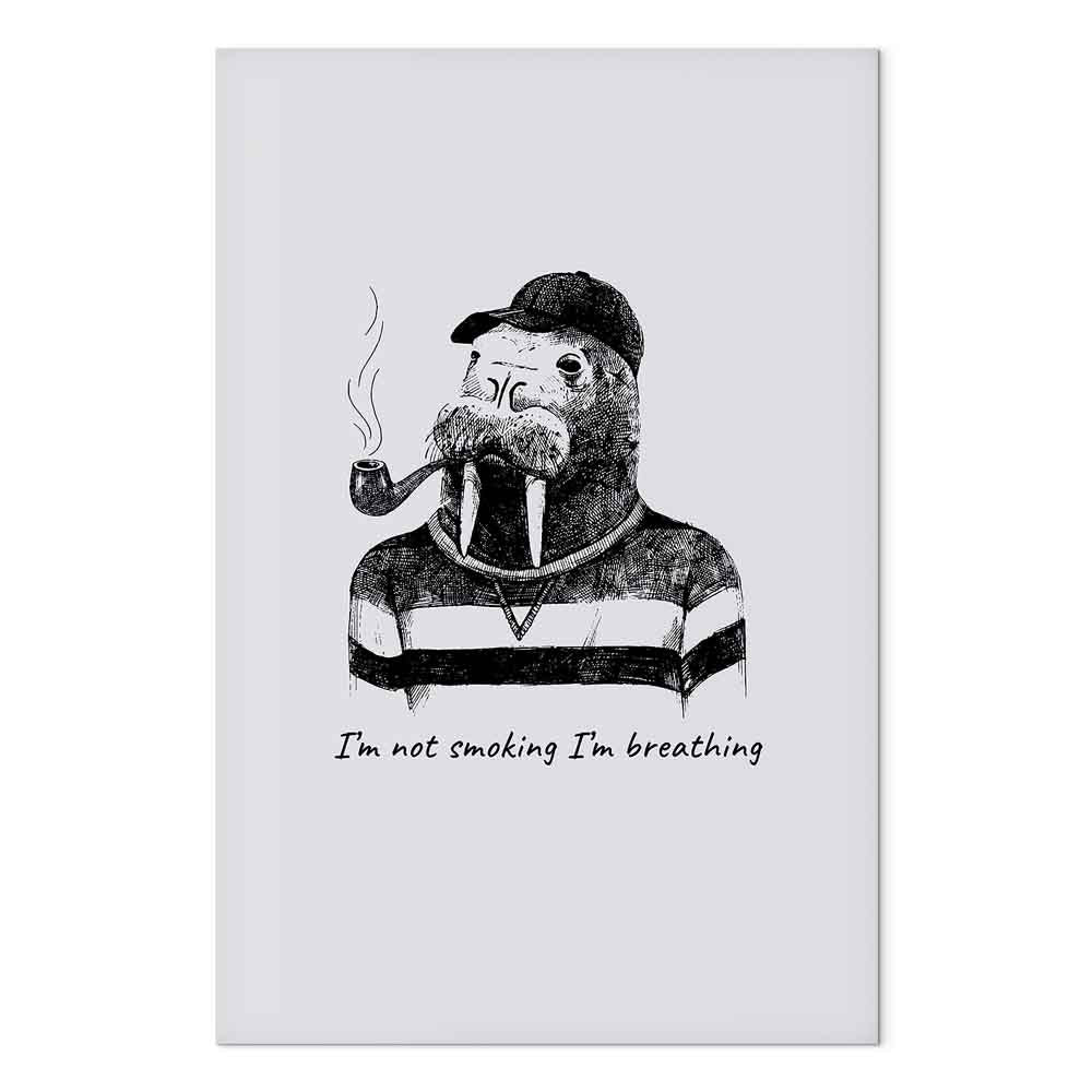 Smoking Sea Turtle Animals Canvas Print