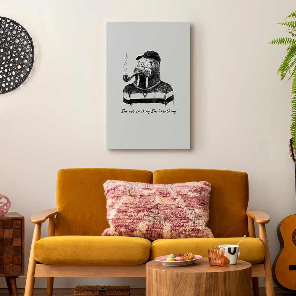 Smoking Sea Turtle Animals Canvas Print