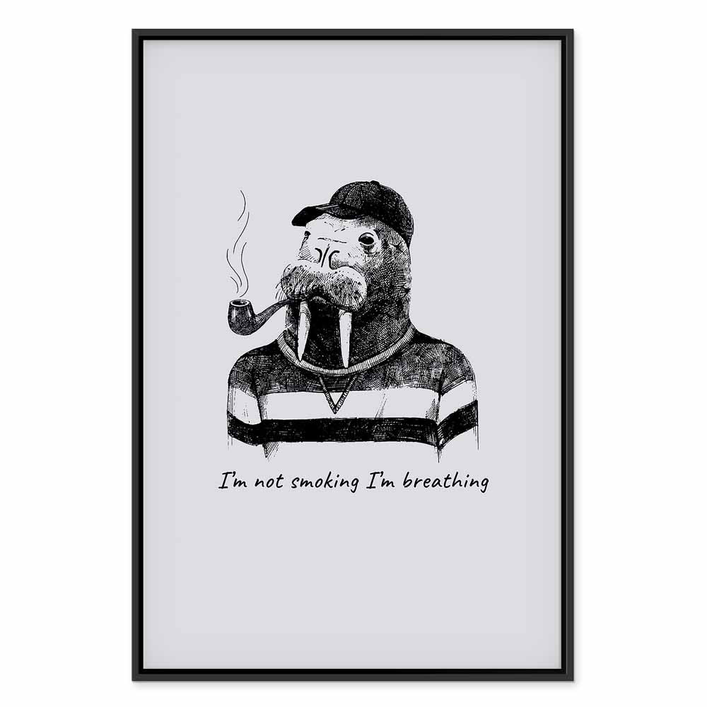 Smoking Sea Turtle Animals Canvas Print