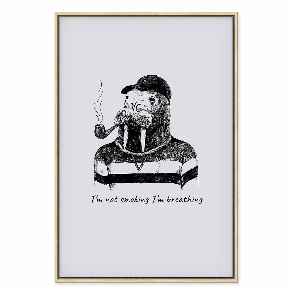 Smoking Sea Turtle Animals Canvas Print