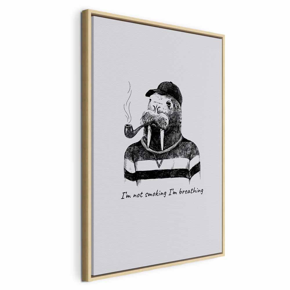 Smoking Sea Turtle Animals Canvas Print