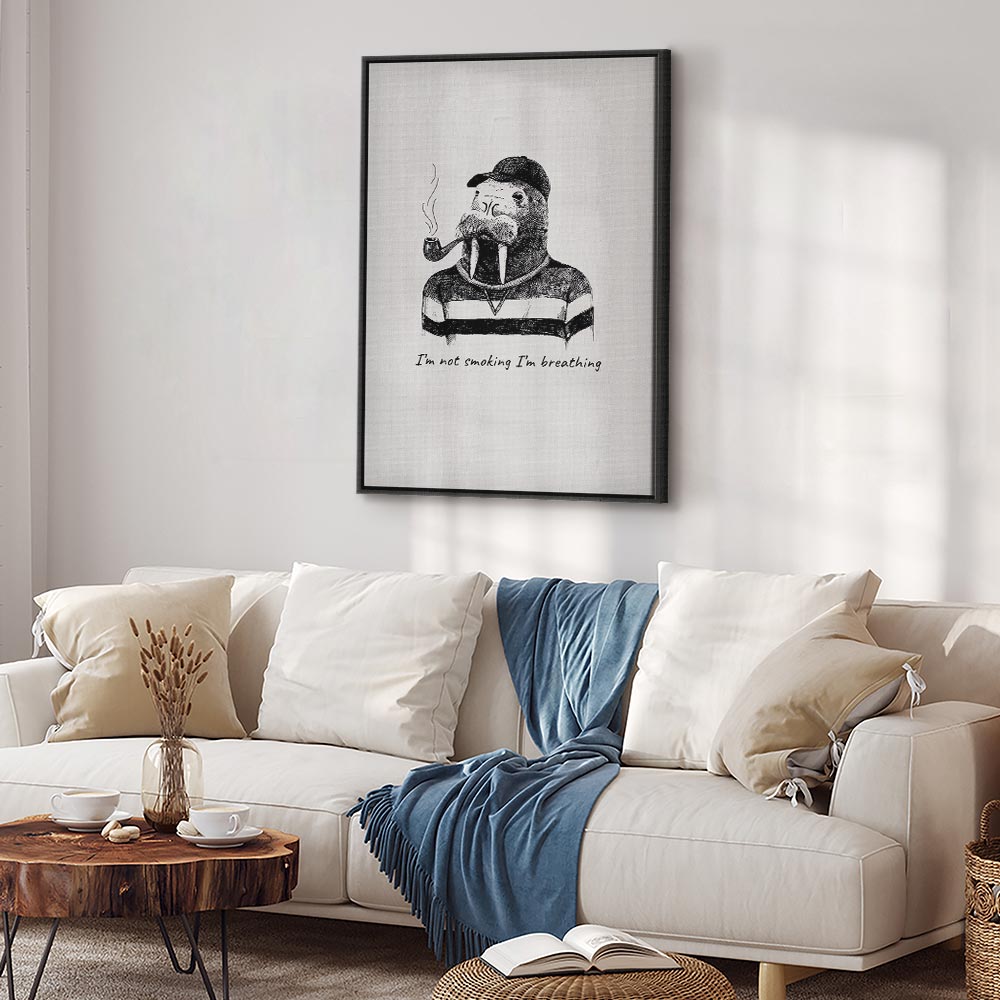 Smoking Sea Turtle Animals Canvas Print