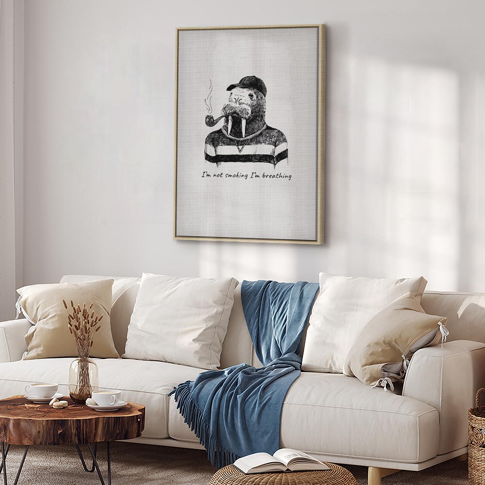 Smoking Sea Turtle Animals Canvas Print