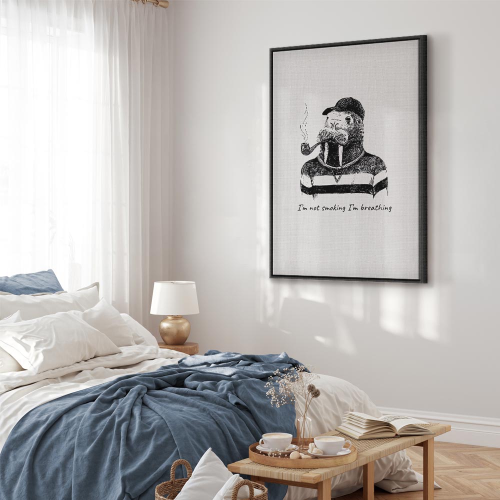 Smoking Sea Turtle Animals Canvas Print