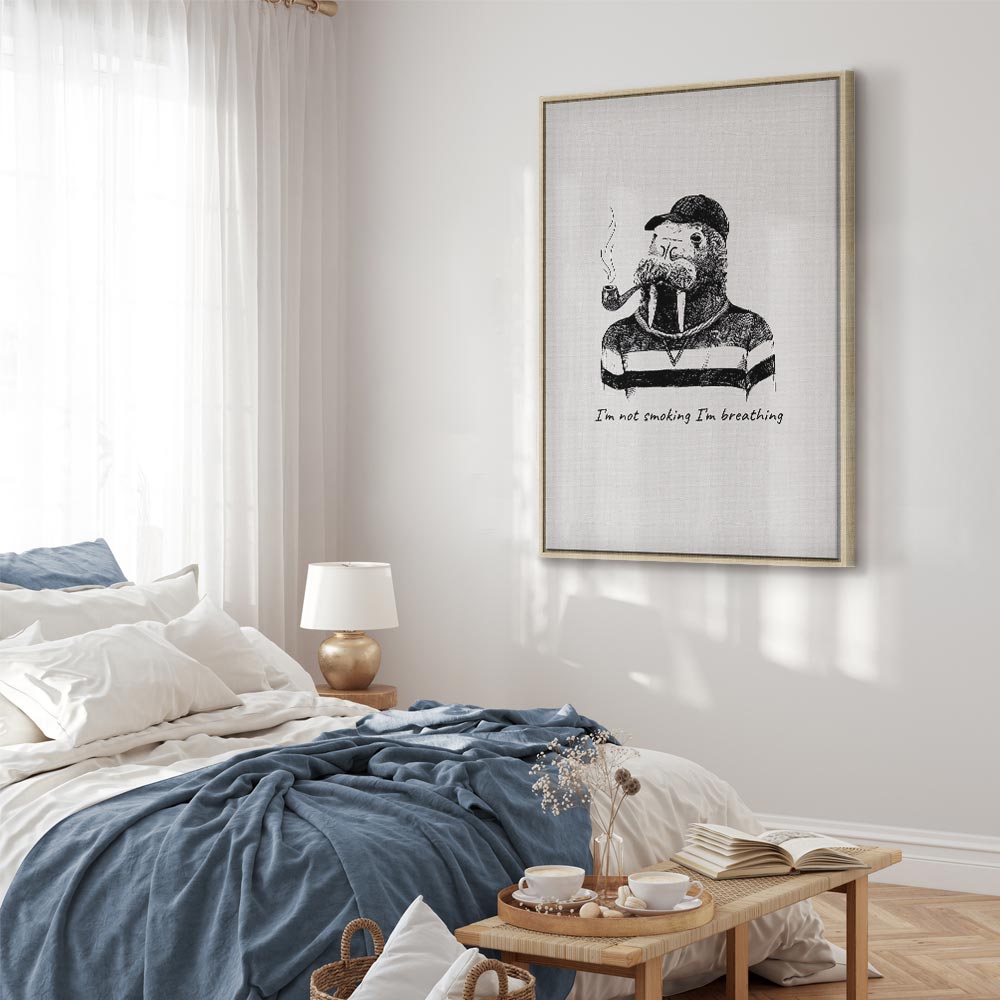 Smoking Sea Turtle Animals Canvas Print