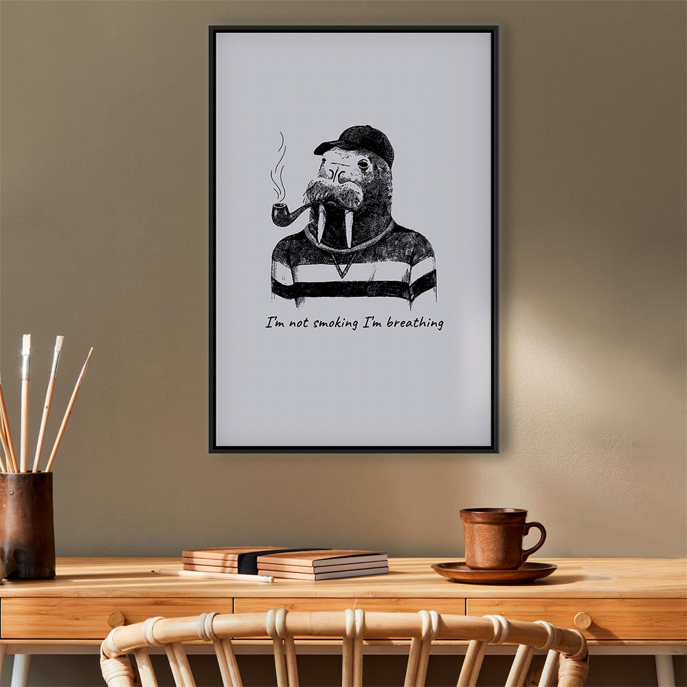 Smoking Sea Turtle Animals Canvas Print