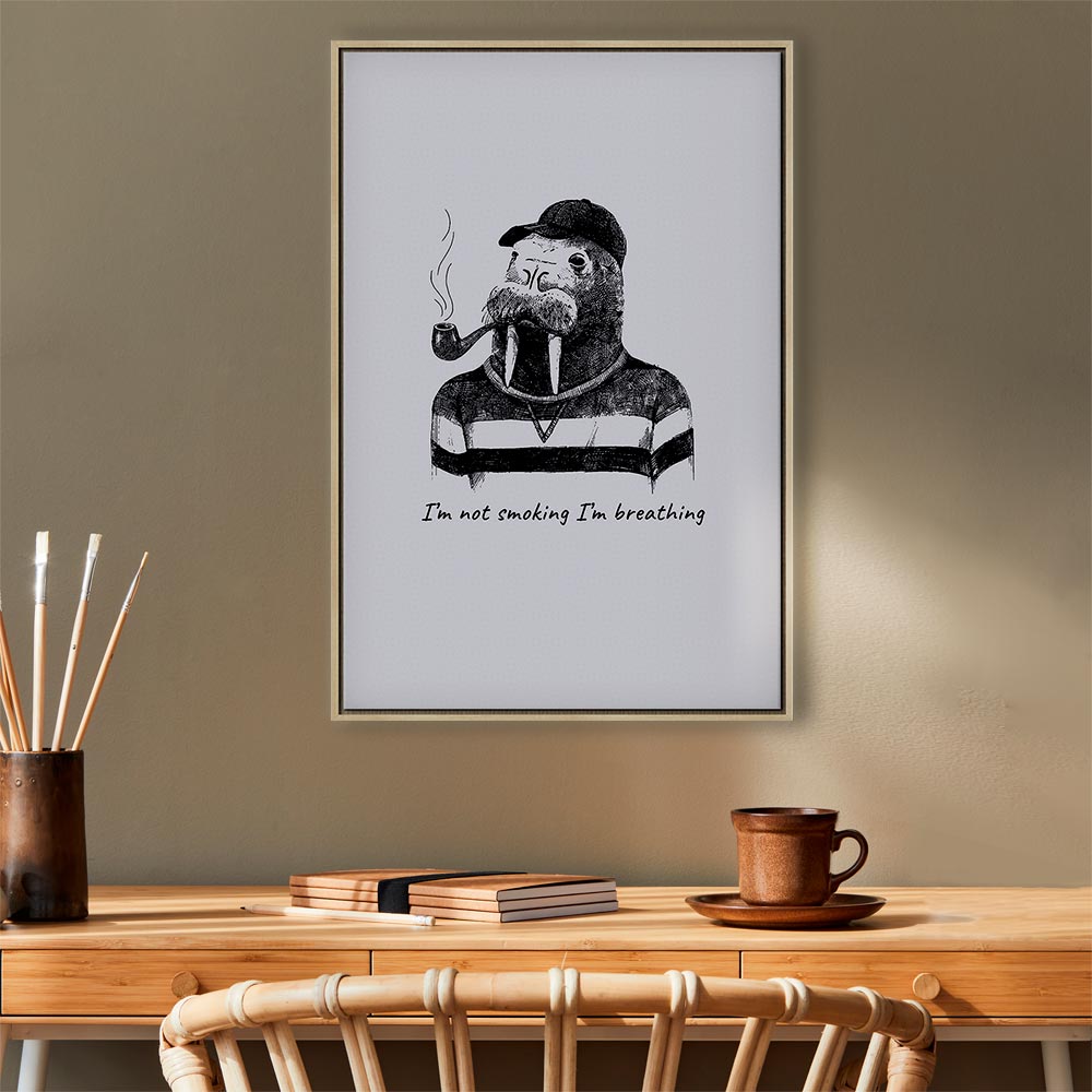 Smoking Sea Turtle Animals Canvas Print