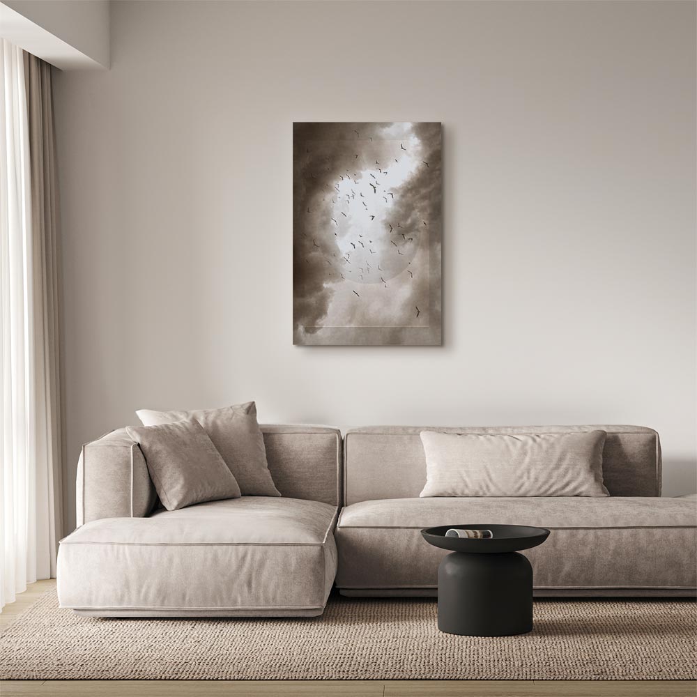 Birds in Clouds Nature Canvas Print