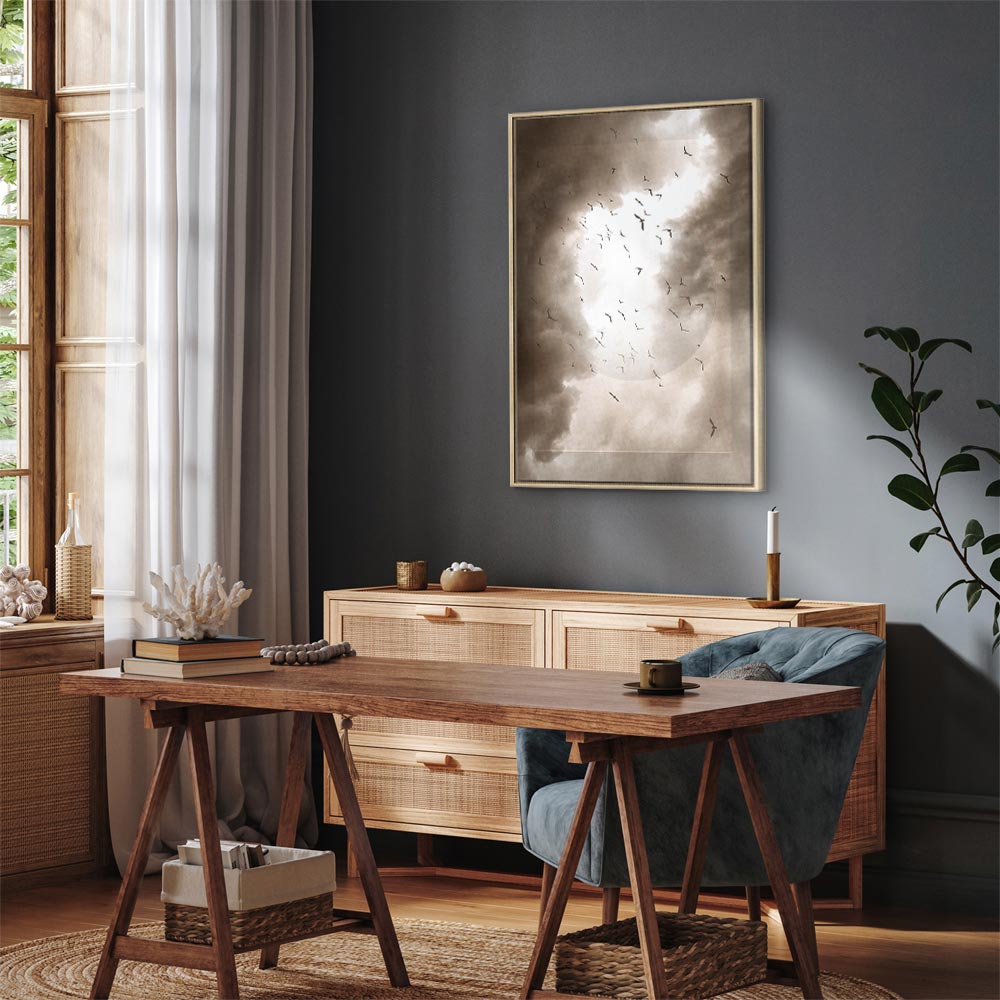 Birds in Clouds Nature Canvas Print