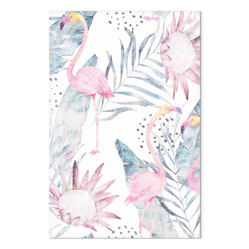 Tropical Flamingo Watercolor Canvas Print