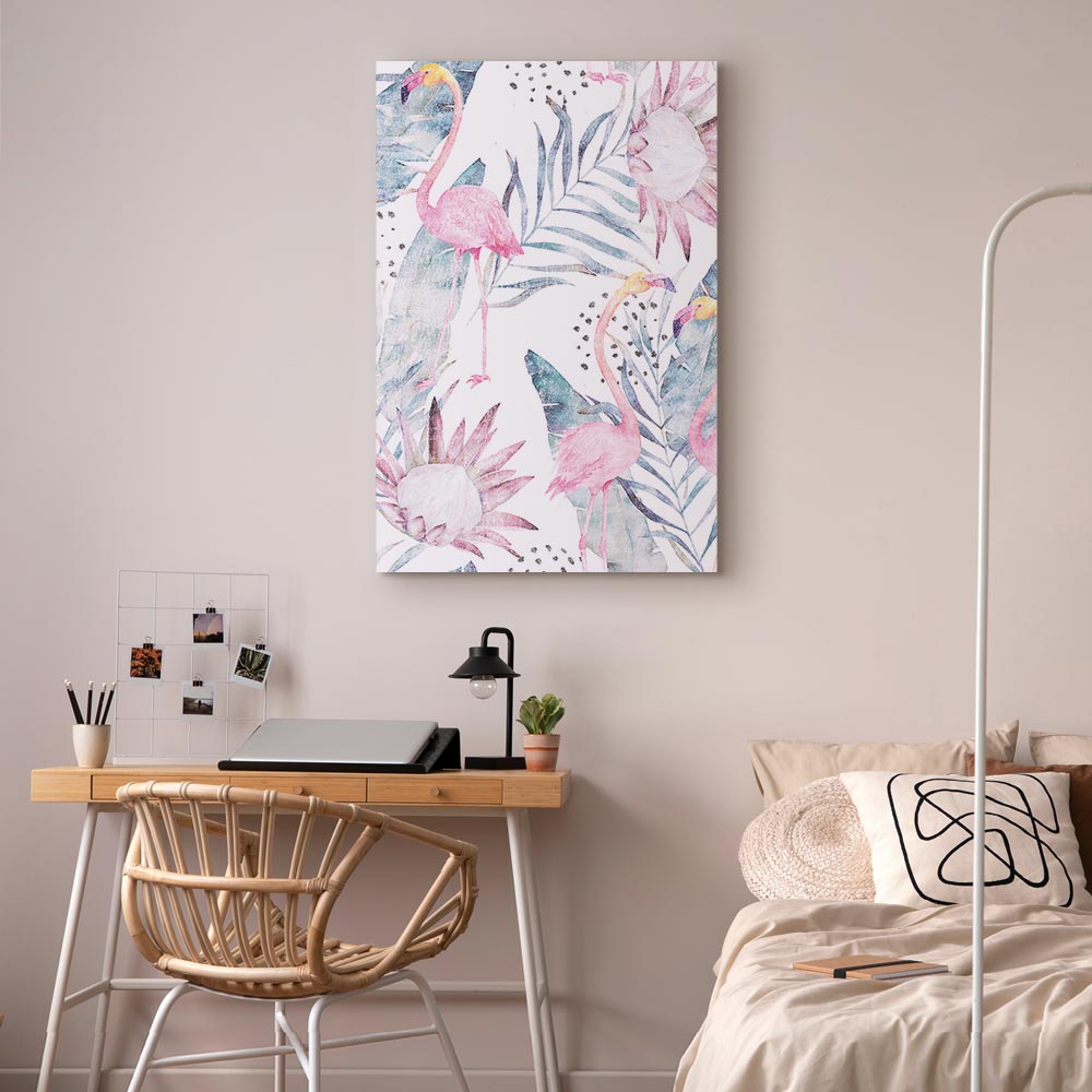 Tropical Flamingo Watercolor Canvas Print