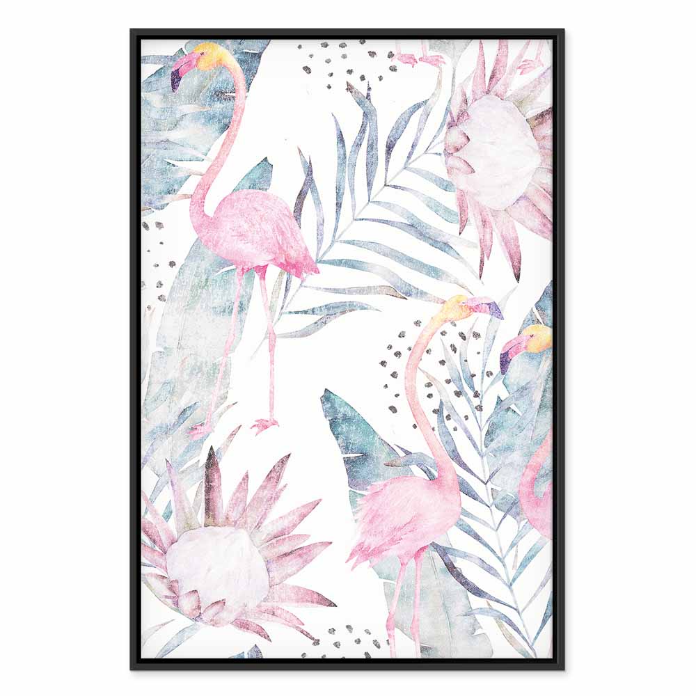 Tropical Flamingo Watercolor Canvas Print