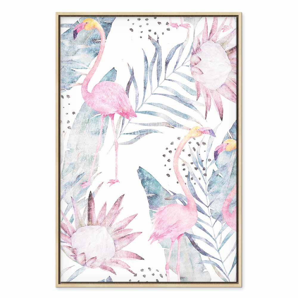 Tropical Flamingo Watercolor Canvas Print