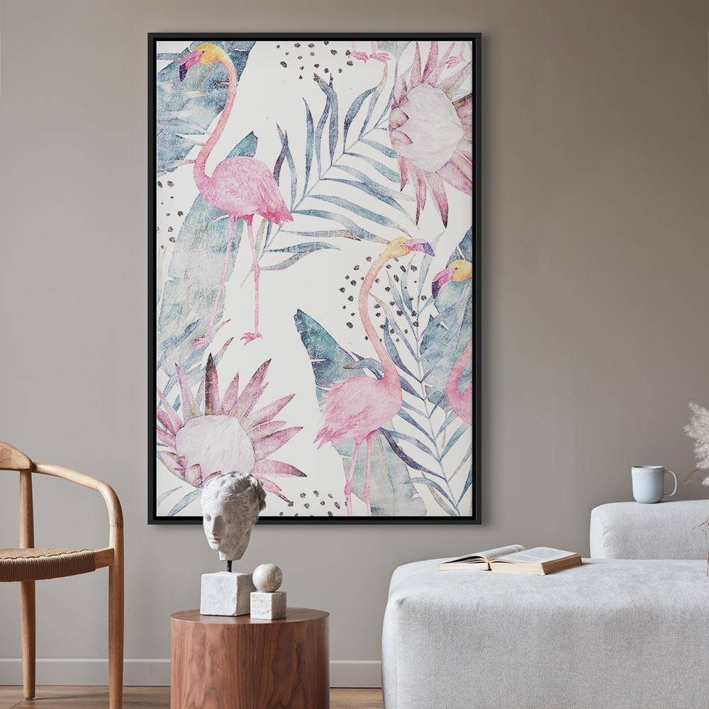 Tropical Flamingo Watercolor Canvas Print